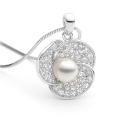 Micro Pave CZ 925 Silver Pendant Jewelry with Pearl